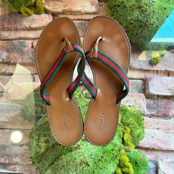 GUCCI Web Stripe Thong Sandals SZ39(9US) - Picture 3 of 7
